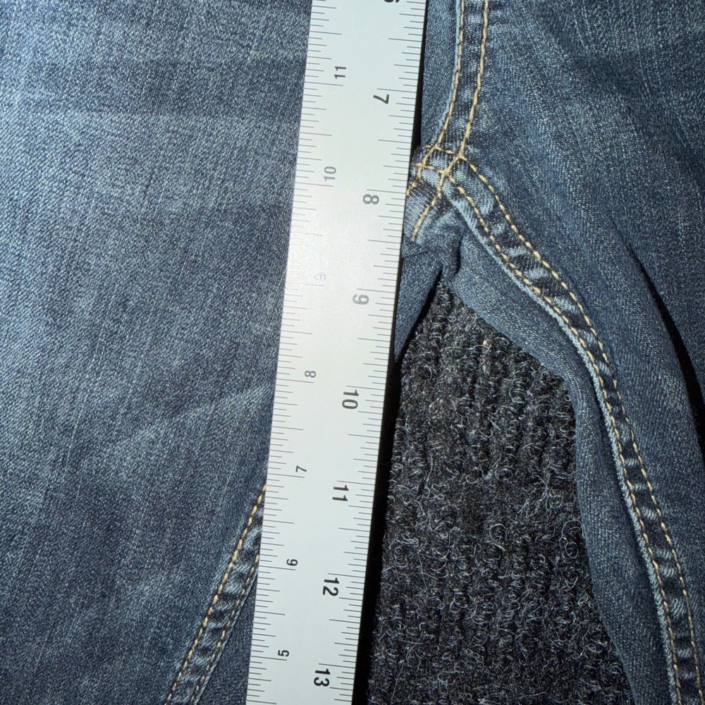 Arizona Jean Co Bootcut Jeans Womens 7 Blue Good Distressed Low Rise Patched - Picture 5 of 6